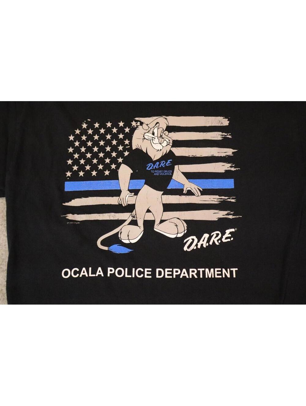 DARE Program Shirt Small Ocala FL Police Blue Flag y2k flag